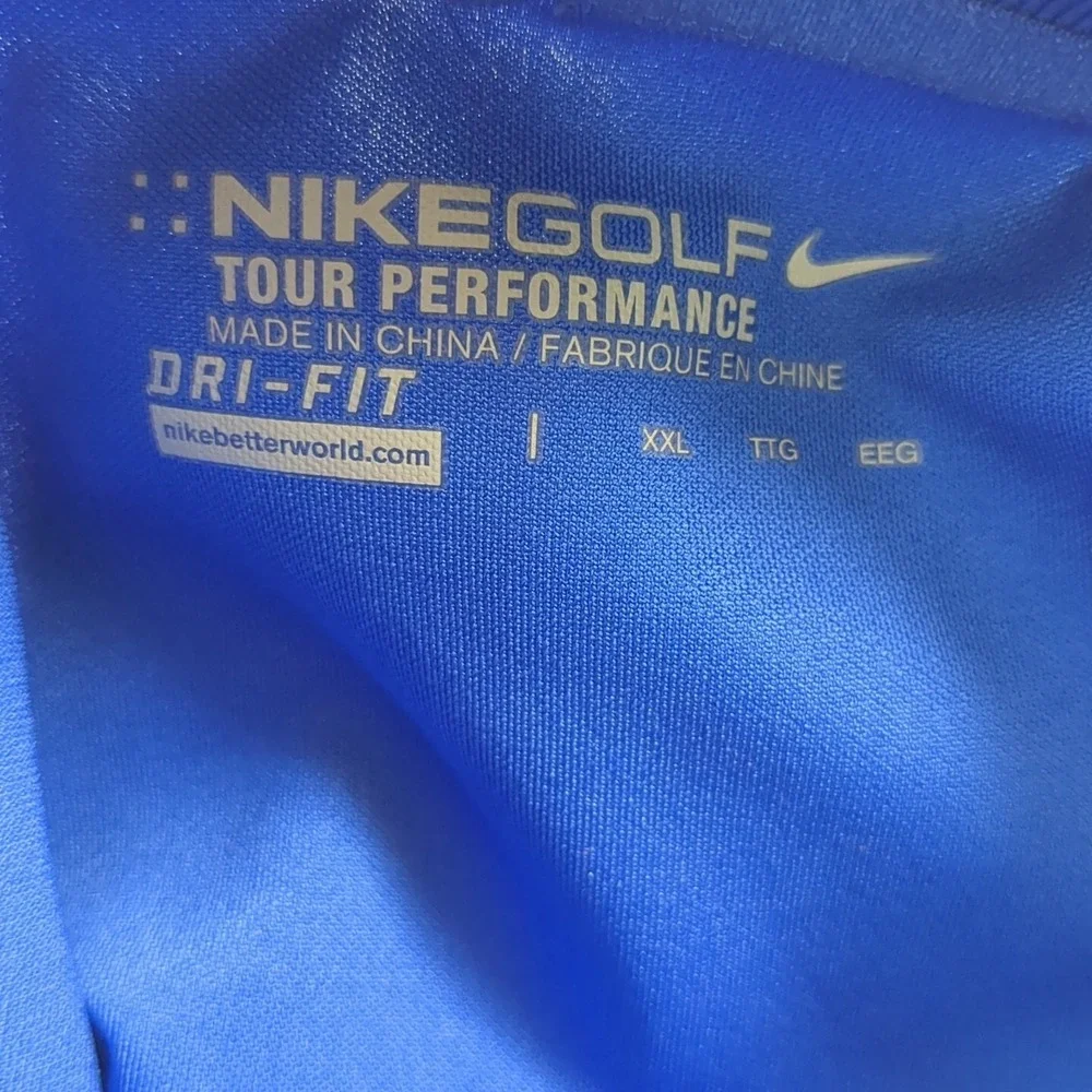Nike Golf Dri-Fit‎ Athletic Knit Polo Shirt Men's XXL Blue Tour Performance